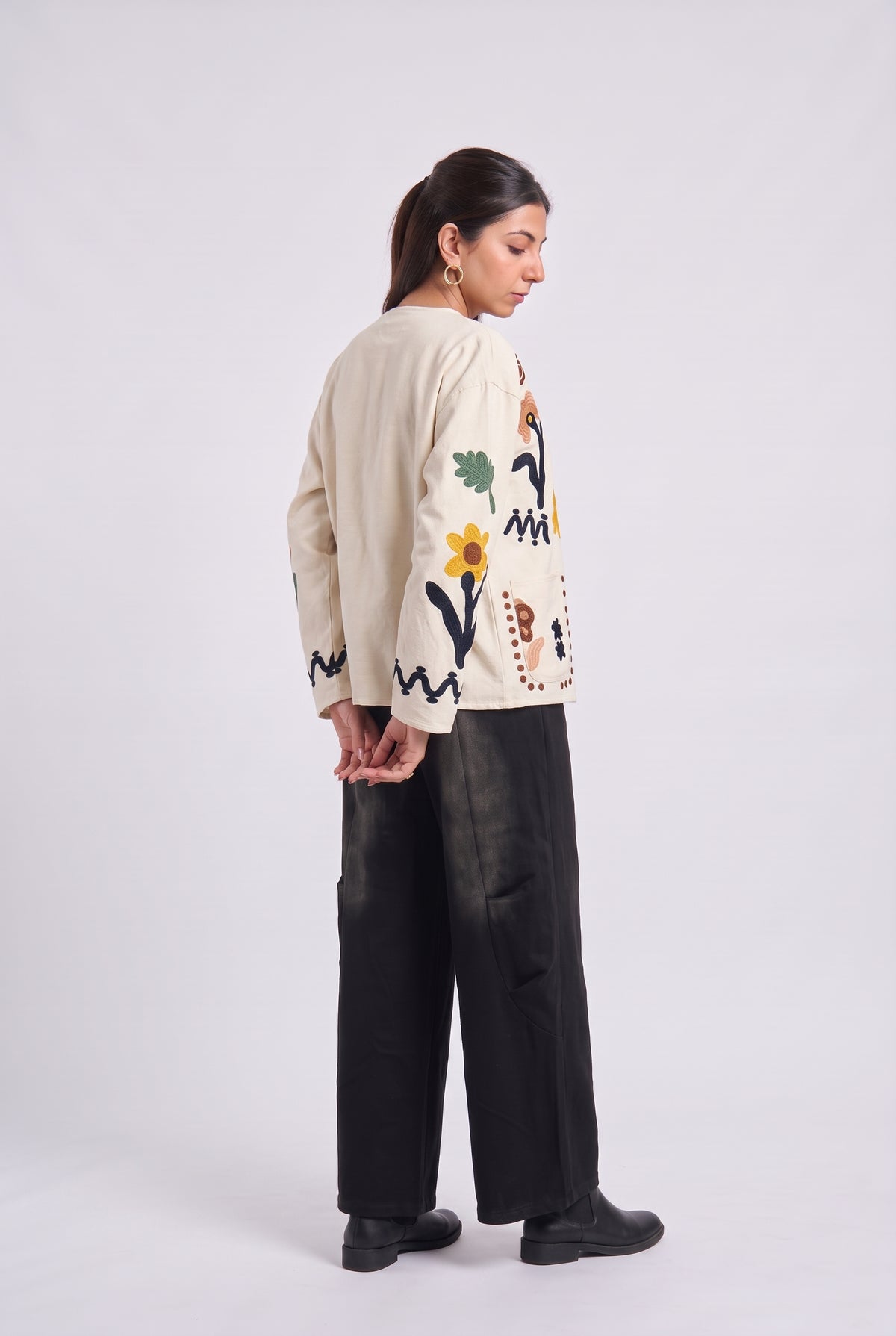 Tbfo Nani's Garden Floral Embroidered Statement Jacket