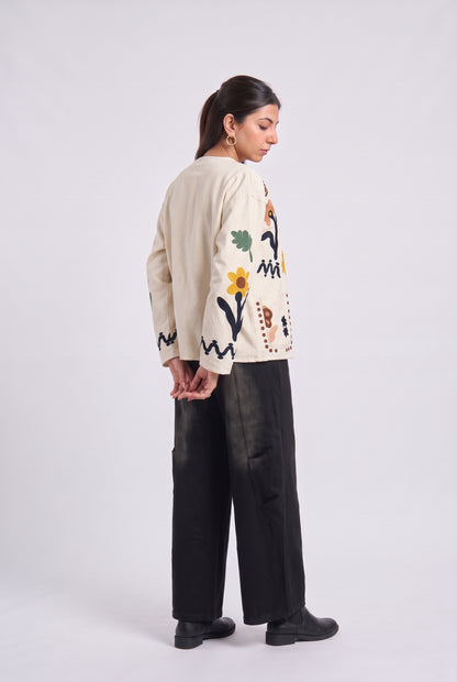Tbfo Nani's Garden Floral Embroidered Statement Jacket