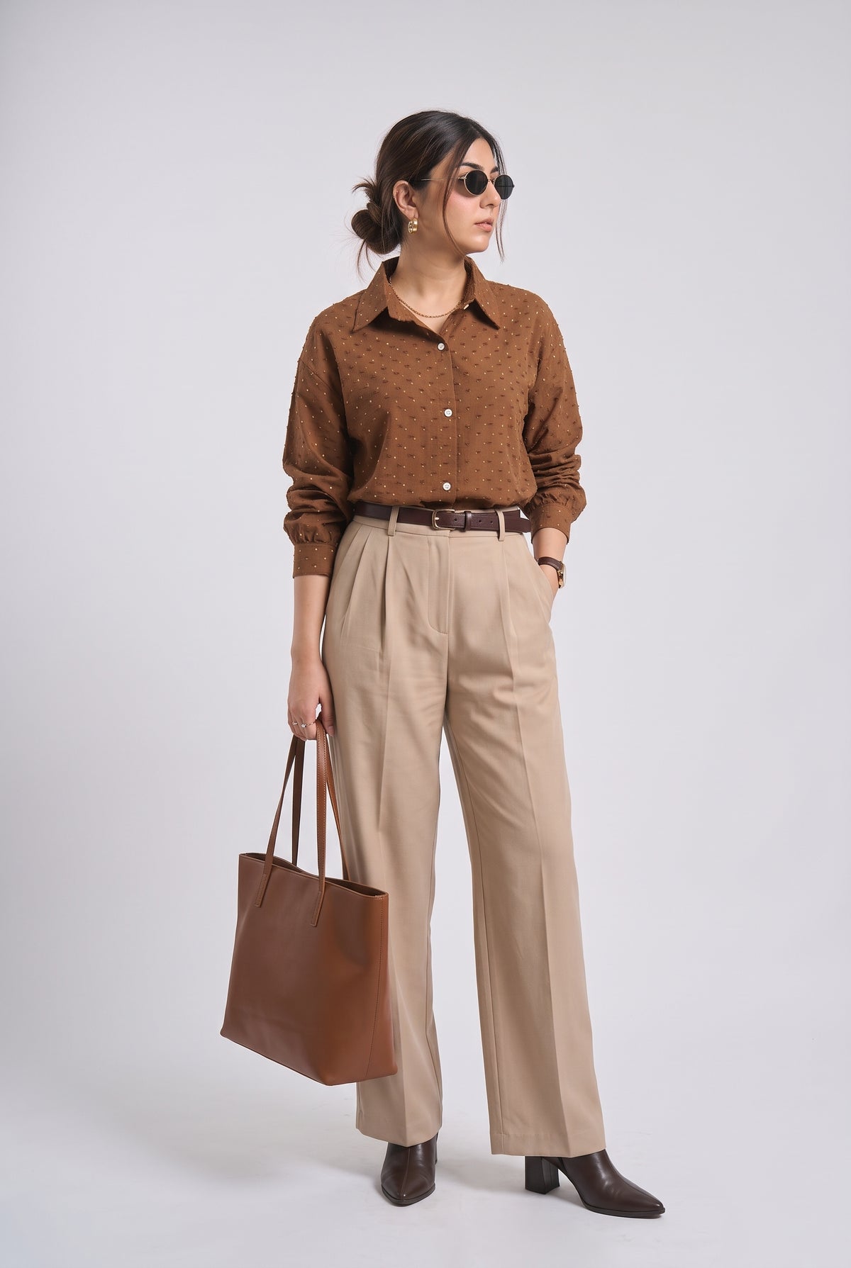 Tbfo Cadbury Crackle Brown Textured Shirt