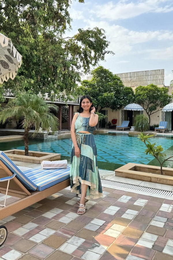 Designer crop top skirt coord - TBFO