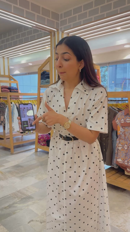 Tbfo Polka Mini Belt Dress