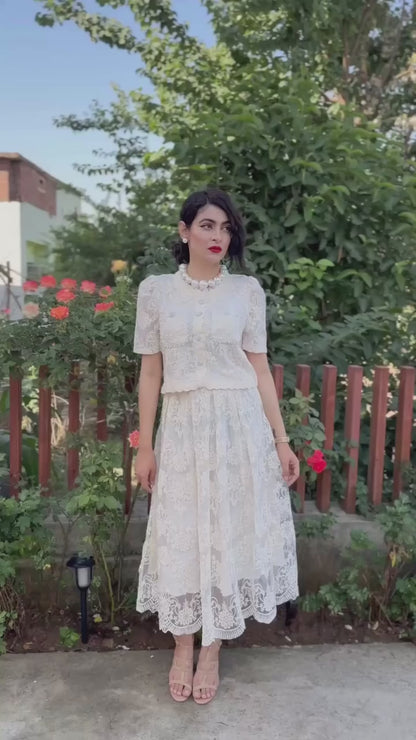 Tbfo Safed Pari Cream Coord Set
