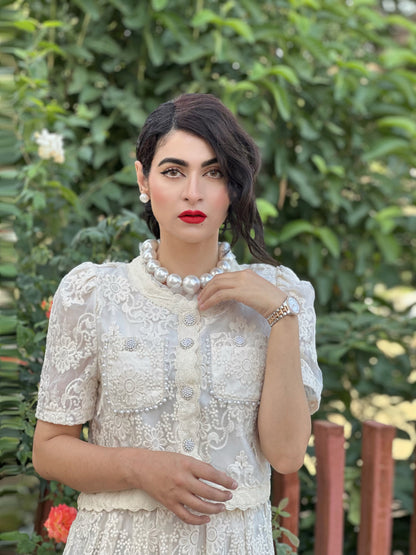 Tbfo Safed Pari Cream Coord Set