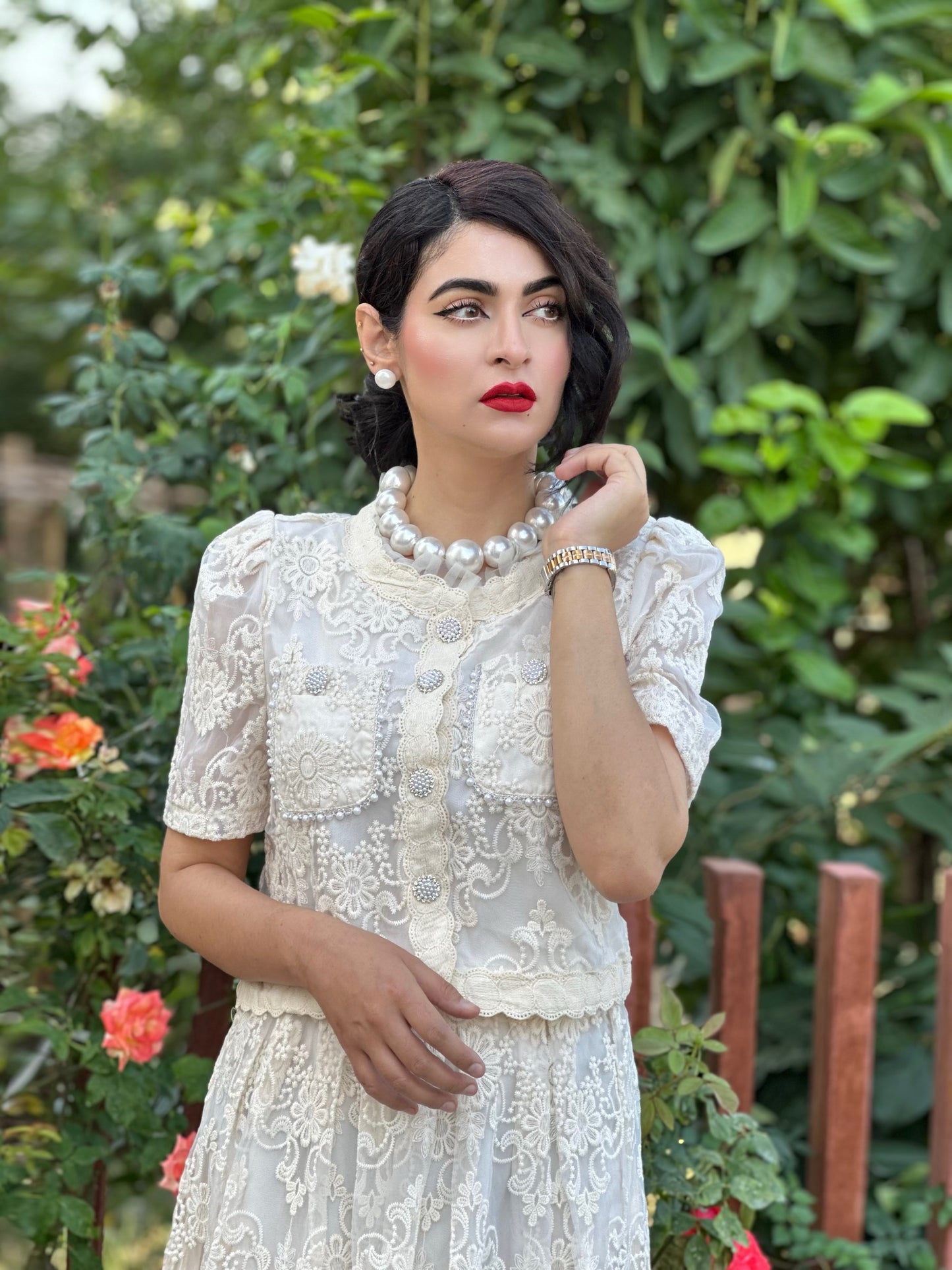 Tbfo Safed Pari Cream Coord Set