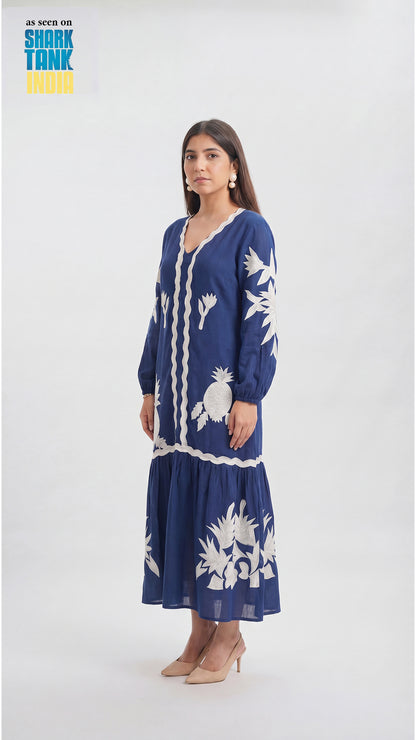 Tbfo Pen Apple Pineapple Dress Royal Blue