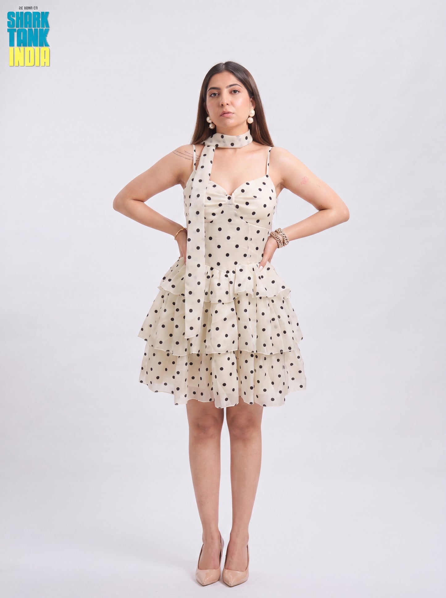 Tbfo Daisy Dot Ivory White Dress