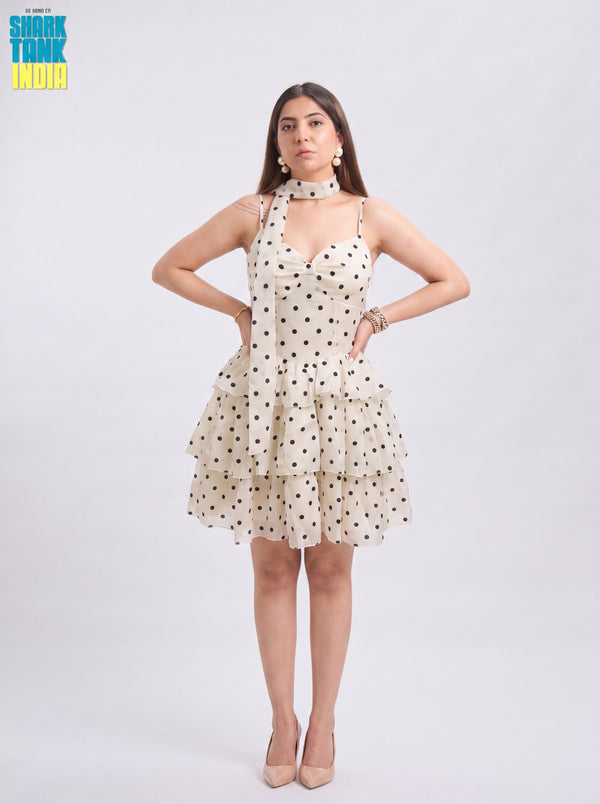 Tbfo Daisy Dot Ivory White Dress