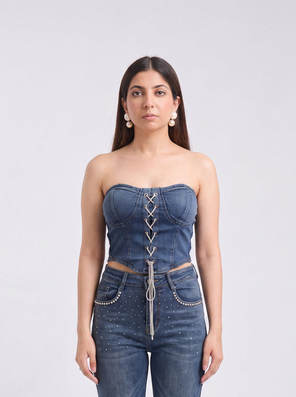 Tbfo Diamond Lace Blue Top