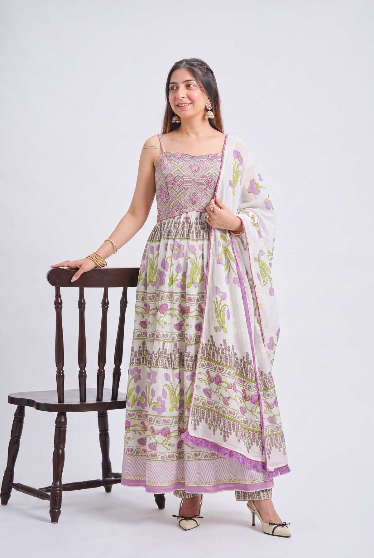 Tbfo Lavender Bloom Anarkali Set