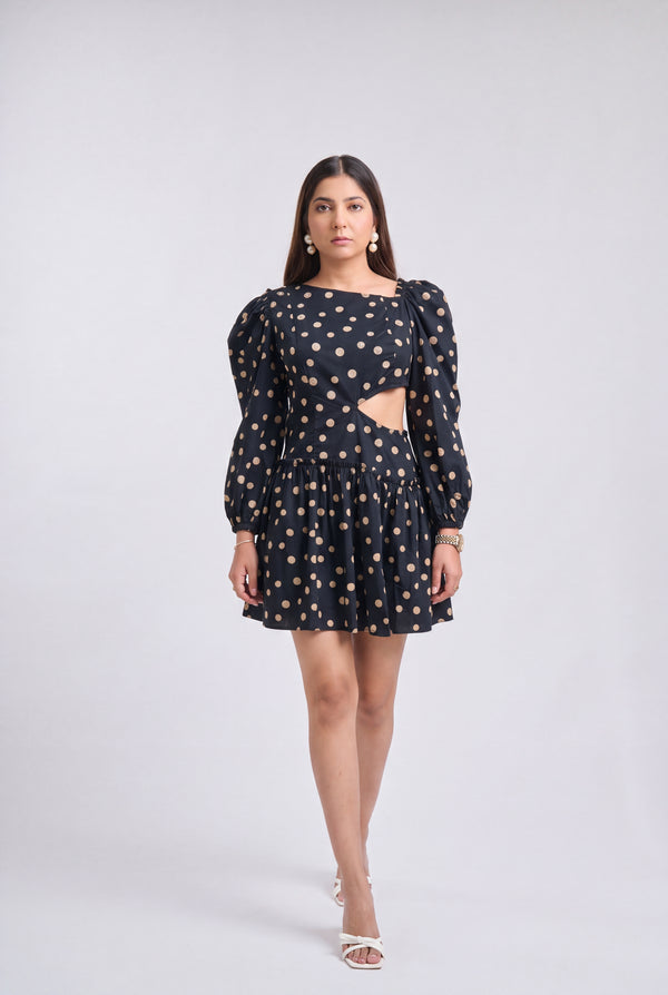 Tbfo Noir Polka Mini Dress