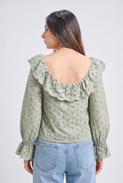 Tbfo Off Shoulder Green Top