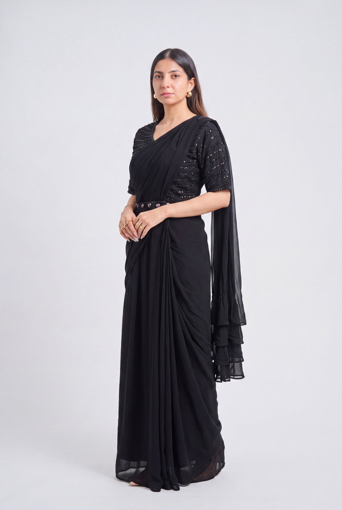 Tbfo Onyx Grace Saree Gown