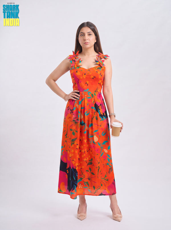 Tbfo Palm Sunset Orange Multi Dress