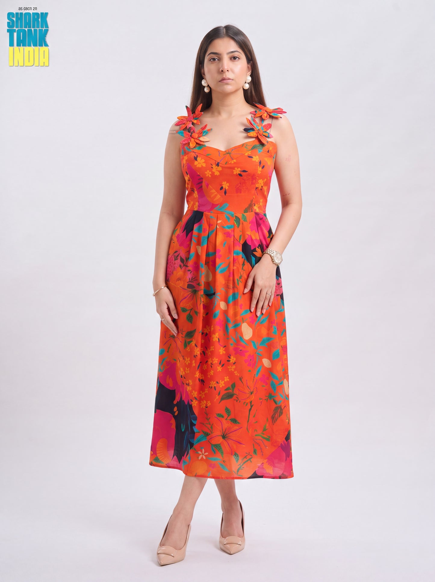 Tbfo Palm Sunset Orange Multi Dress