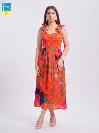 Tbfo Palm Sunset Orange Multi Dress