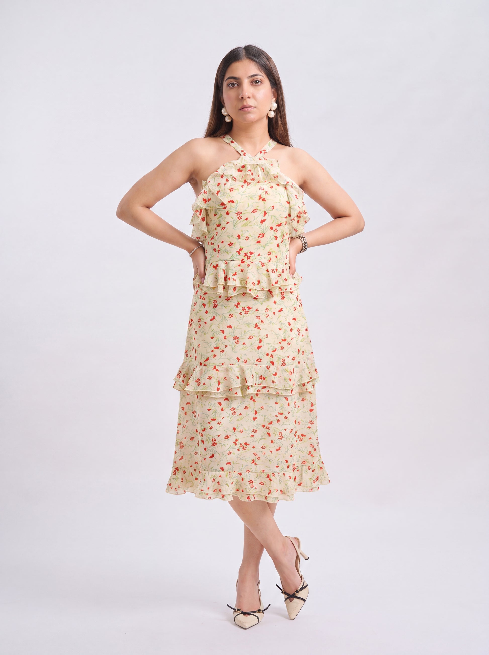 Tbfo White floral Dress