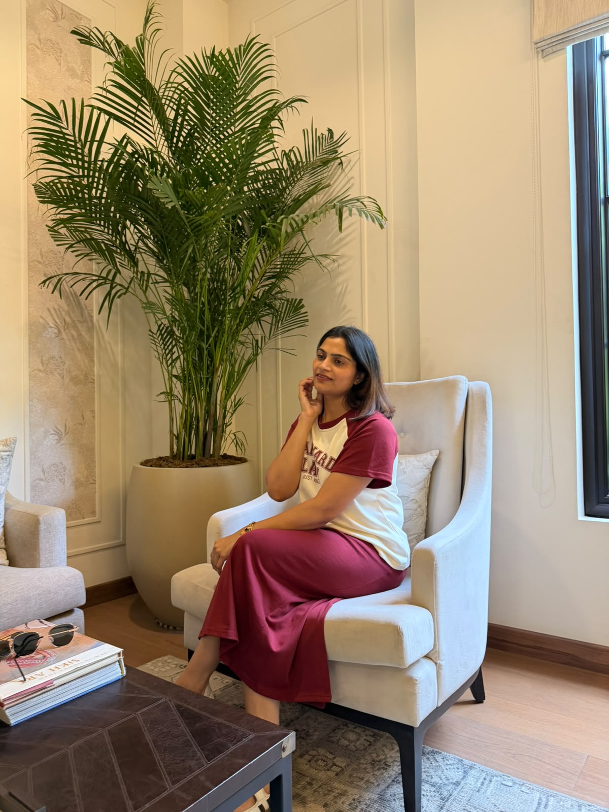 Tbfo Young Dumb And Broke-Burgundy White Coord Set
