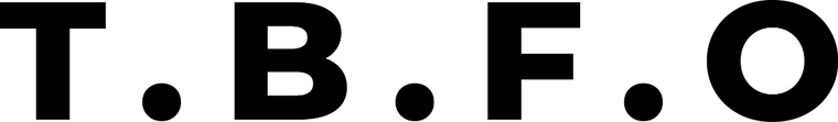 Black text 'T.B.F.O' on a white background